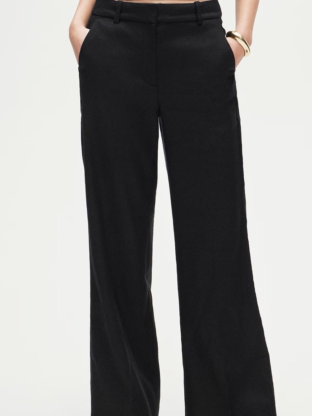 J. Crew Black Flare Caroline Stretch Linen Blend Trousers